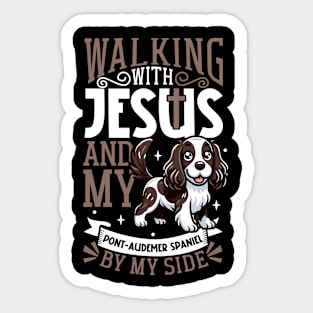 Jesus and dog - Pont-Audemer Spaniel Sticker